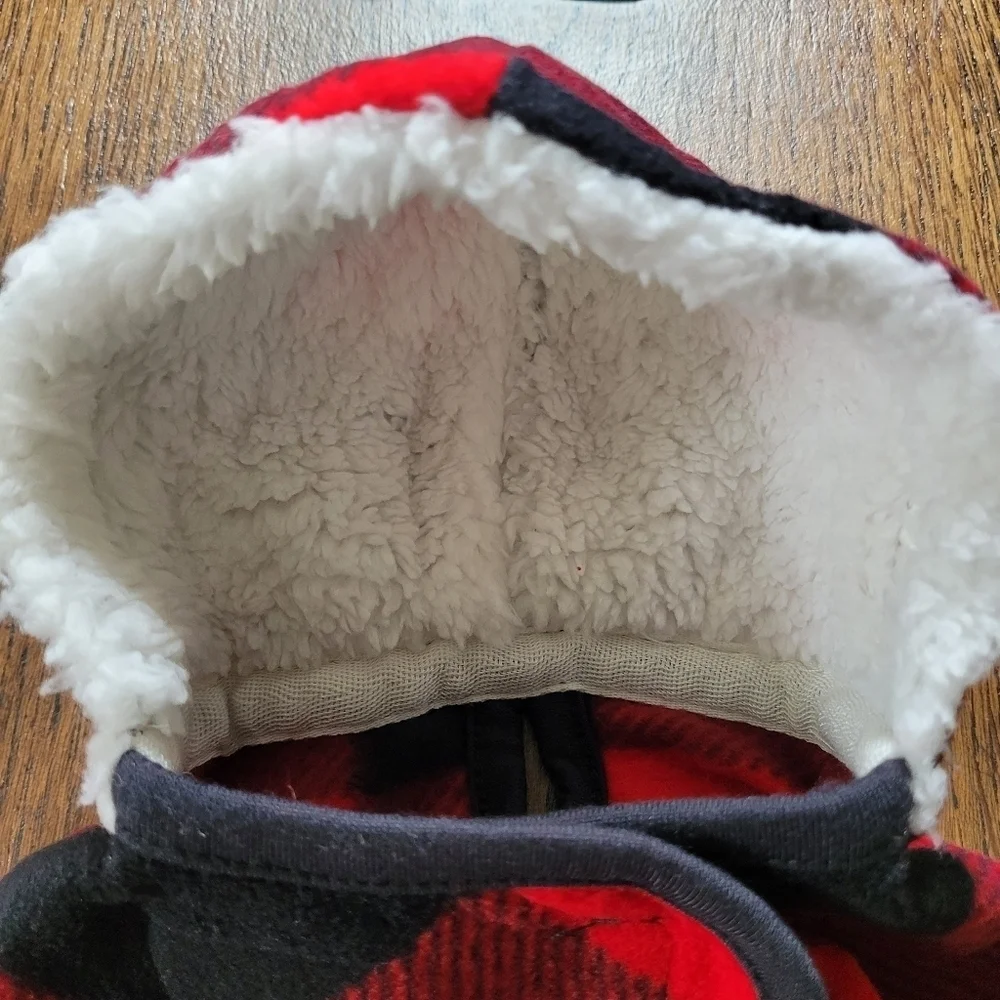 The Children’s Place Dog Bear Buffalo Plaid Fleece Coat Size Small NEW with Tags